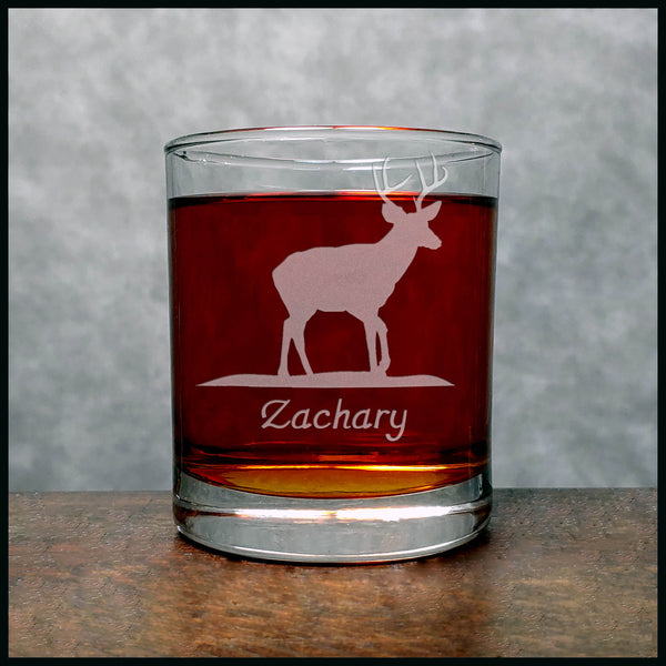Personalized Stag Deer Whisky Glass - Copyright Hues in Glass