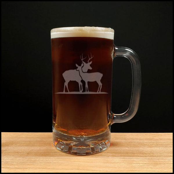 Stag and Doe Beer Mug with Dark Beer - Copyright Hues in Glass