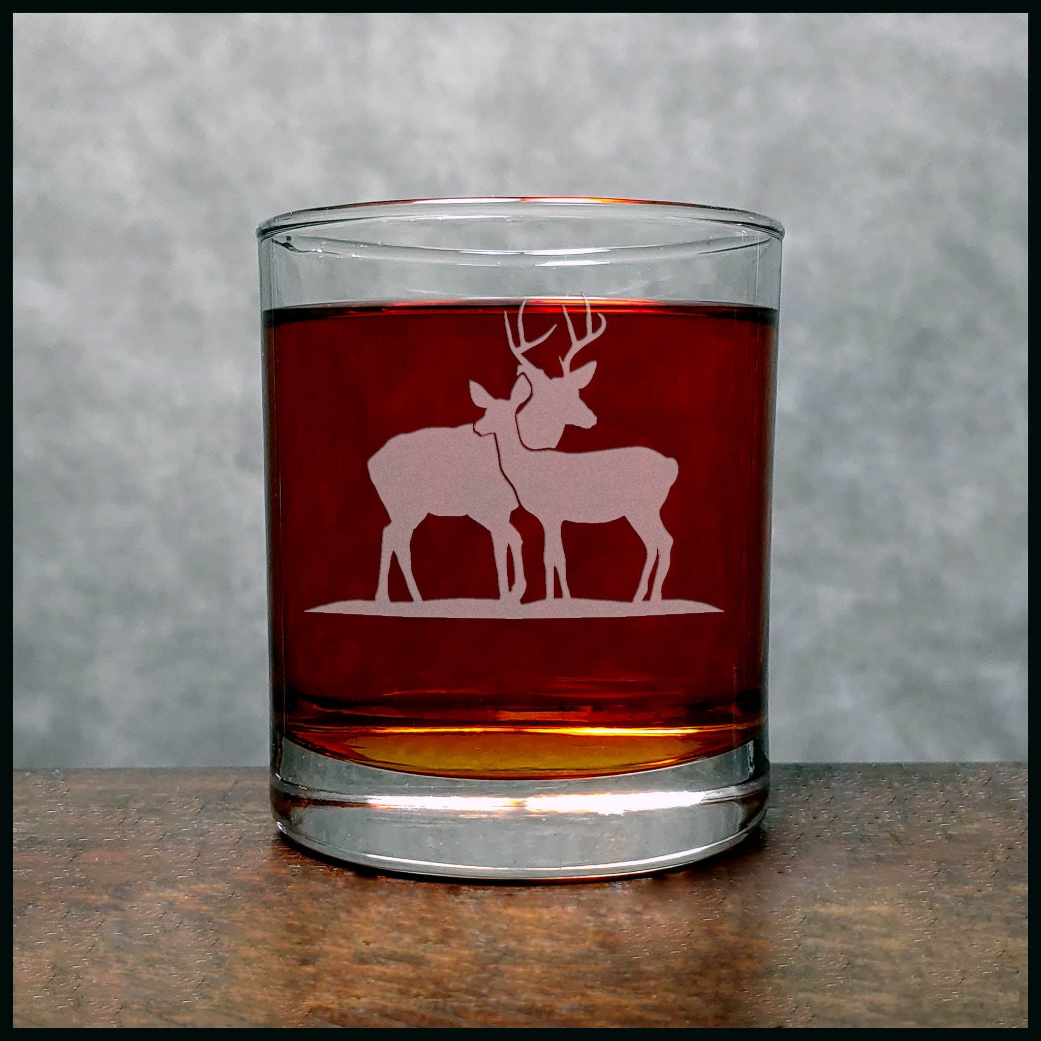 Stag and Doe Whisky Glass - Copyright Hues in Glass