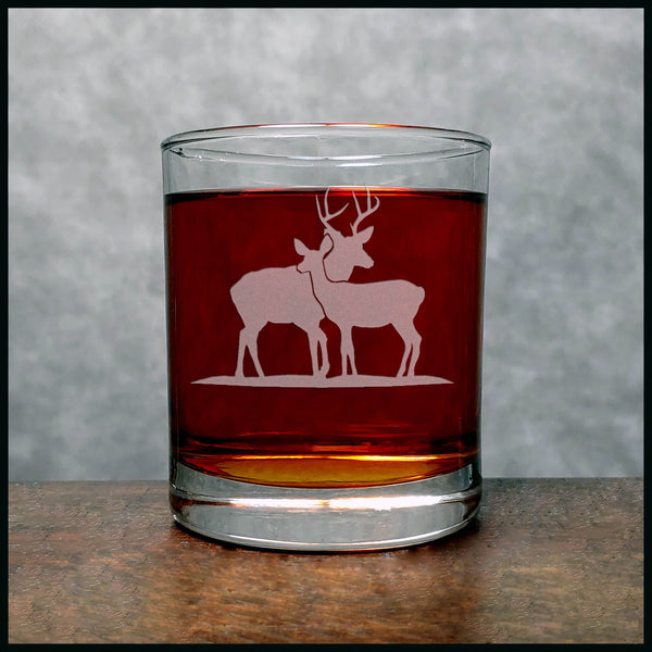 Stag and Doe Whisky Glass - Copyright Hues in Glass