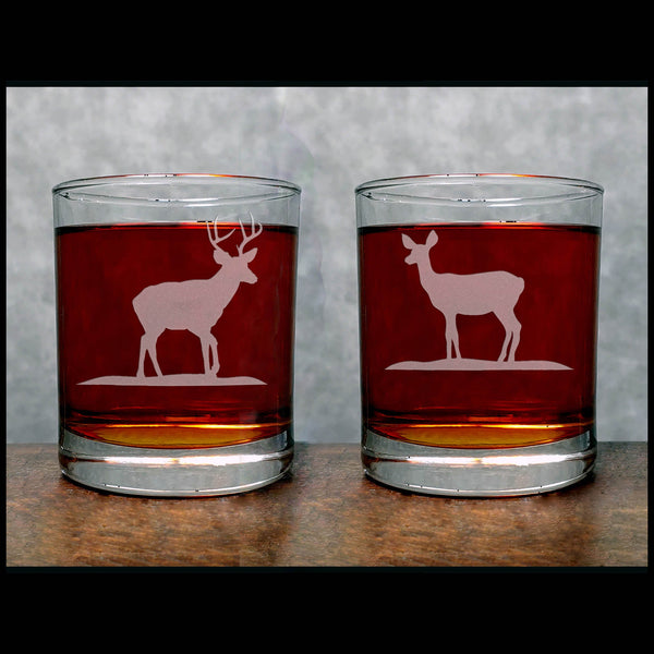 Stag and Doe - 11.2oz Whiskey Glass Set - Copyright Hues in Glass