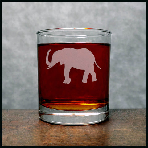 Elephant Whisky Glass - Design 3 - Copyright Hues in Glass