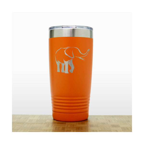 Orange - Elephant  20 oz Engraved Insulated Travel Tumbler - Design 4 - Copyright Hues in Glass