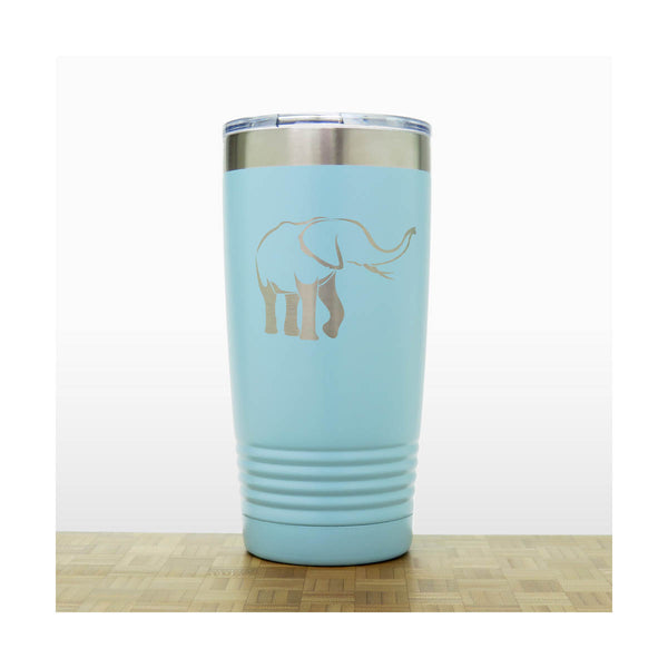 Teal - Elephant 20 oz Engraved Insulated Travel Tumbler - Design 4 - Copyright Hues in Glass