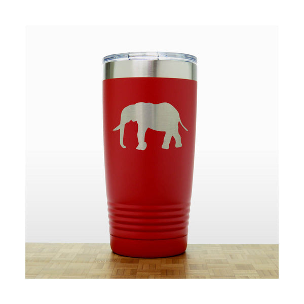 Red - Elephant 20 oz Insulated Travel Tumbler - Design 5 - Copyright Hues in Glass