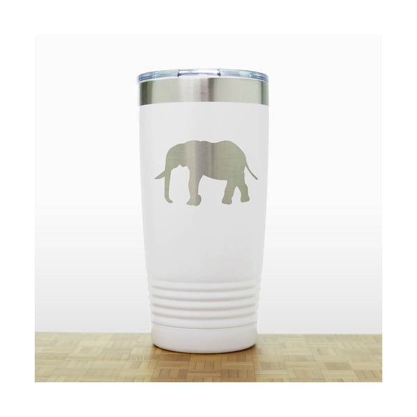 White - Elephant 20 oz Insulated Travel Tumbler - Design 5 - Copyright Hues in Glass