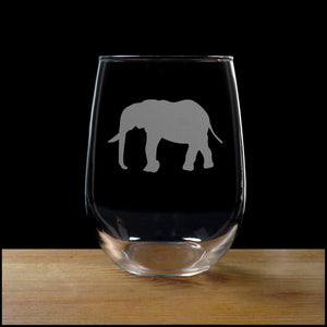 Elephant Stemless Wine Glass - Design 5 - Copyright Hues in Glass