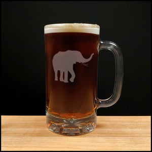 Elephant Beer Mug with Light Beer with Dark - Design 6 - Copyright Hues in Glass