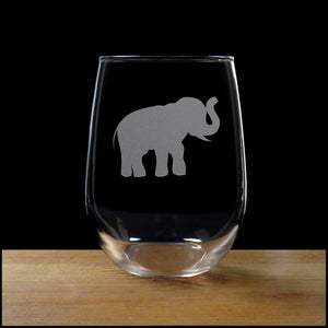 Baby Elephant Stemless Wine Glass -  Copyright Hues in Glass