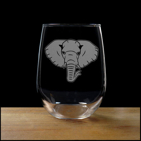 Elephant Face Stemless Wine Glass - Copyright Hues in Glass