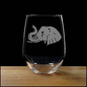 Elephant Head Stemless Wine Glass - Copyright Hues in Glass