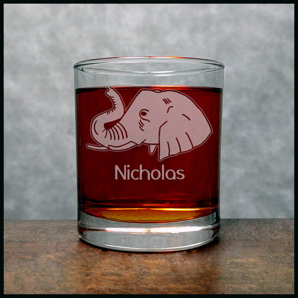 Personalized Elephant Head Personalized Whisky Glass - Copyright Hues in Glass