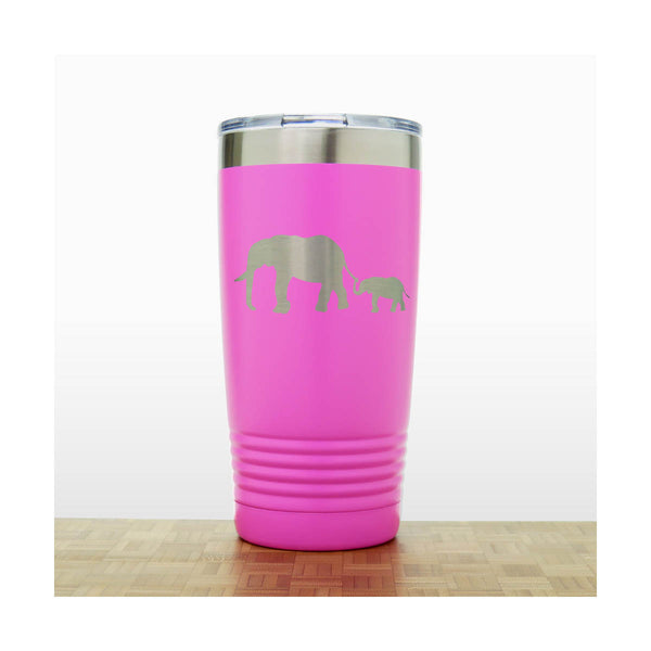 Elephant and Baby Engraved Insulated 20oz Travel Tumbler