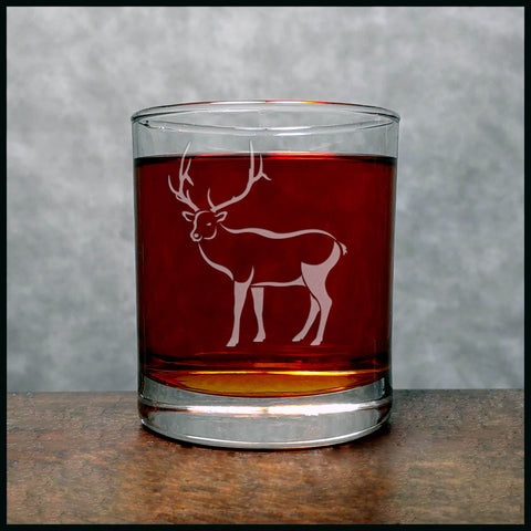 Elk Whisky Glass - Design 3 - Copyright Hues in Glass