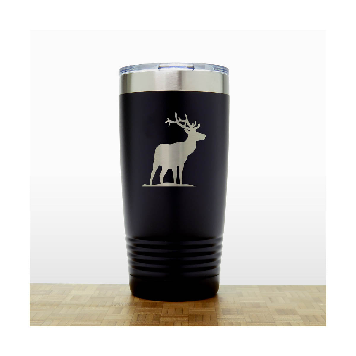Black - Elk 20 oz Insulated Travel Tumbler - Design 5 - Copyright Hues in Glass