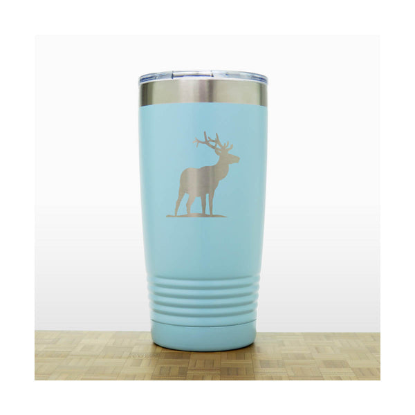 Teal - Elk 20 oz Insulated Travel Tumbler - Design 5 - Copyright Hues in Glass