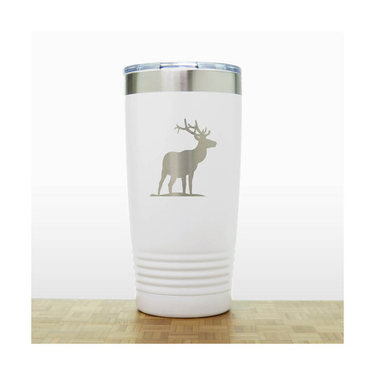 White - Elk 20 oz Insulated Travel Tumbler - Design 5 - Copyright Hues in Glass