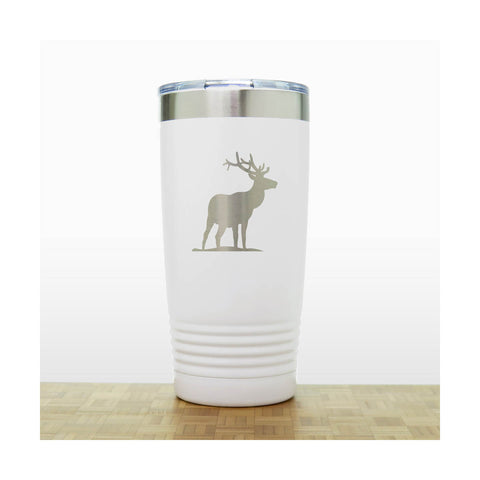White - Elk 20 oz Insulated Travel Tumbler - Design 5 - Copyright Hues in Glass