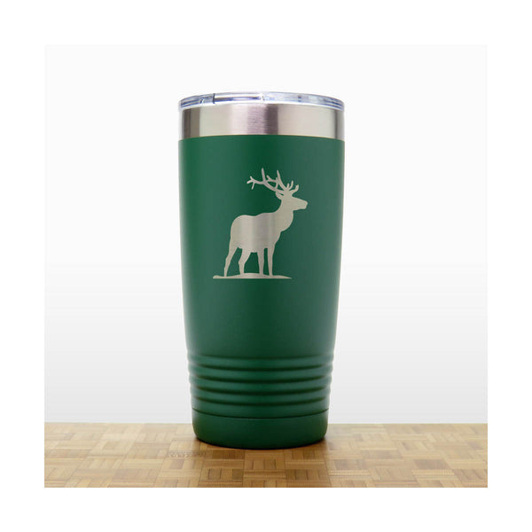 Green - Elk 20 oz Insulated Travel Tumbler - Design 5 - Copyright Hues in Glass