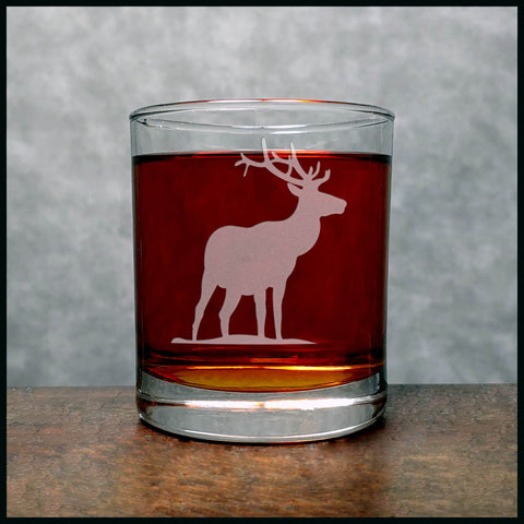 Elk Whisky Glass - Design 5 - Copyright Hues in Glass