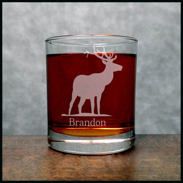 Personalized Elk Whisky Glass - Design 5 - Copyright Hues in Glass