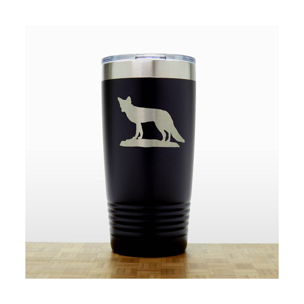 Black - Fox 20 oz Engraved Insulated Travel Tumbler - Design 3 - Copyright Hues in Glass
