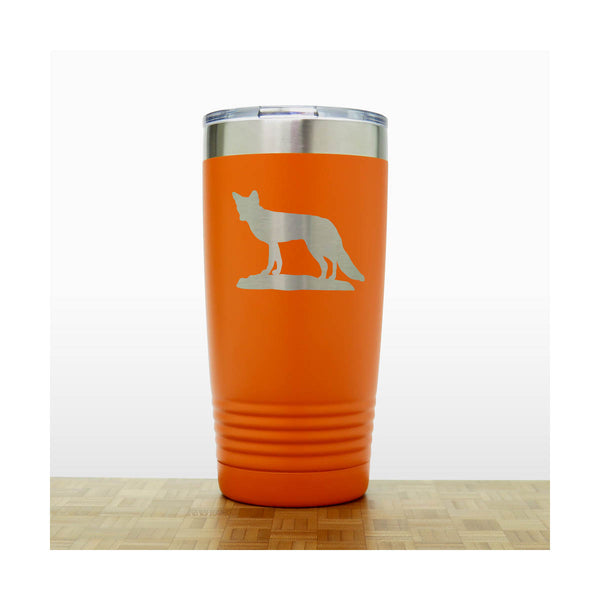 Orange - Fox 20 oz Engraved Insulated Travel Tumbler - Design 3 - Copyright Hues in Glass