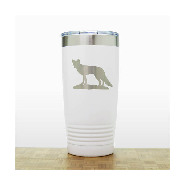 White - Fox 20 oz Engraved Insulated Travel Tumbler - Design 3 - Copyright Hues in Glass