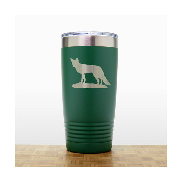 Green - Fox 20 oz Engraved Insulated Travel Tumbler - Design 3 - Copyright Hues in Glass