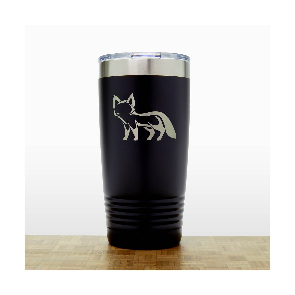 Black - Fox Engraved 20 oz Insulated Tumbler - Design 4 - Copyright Hues in Glass