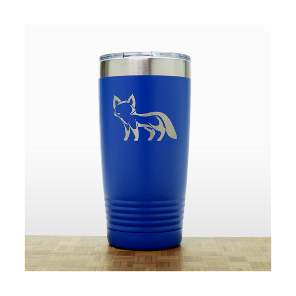 Blue - Fox Engraved 20 oz Insulated Tumbler - Design 4 - Copyright Hues in Glass