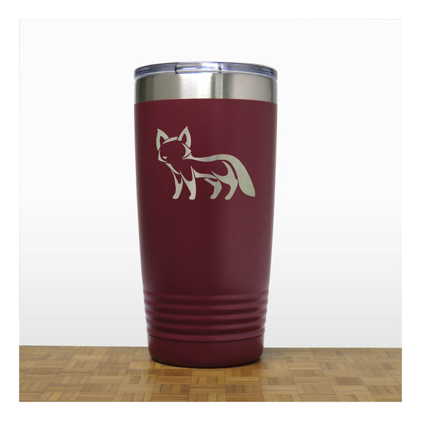 Maroon - Fox Engraved 20 oz Insulated Tumbler - Design 4 - Copyright Hues in Glass
