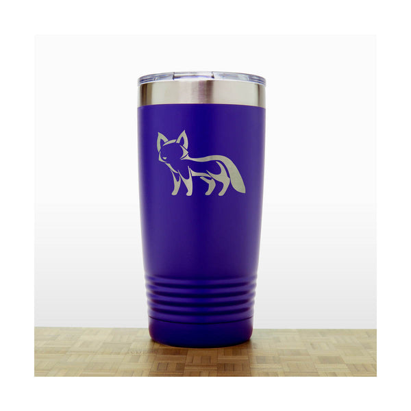 Purple - Fox Engraved 20 oz Insulated Tumbler - Design 4 - Copyright Hues in Glass