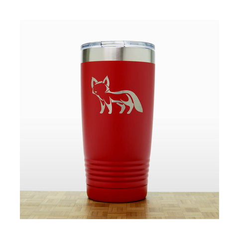 Red - Fox Engraved 20 oz Insulated Tumbler - Design 4 - Copyright Hues in Glass
