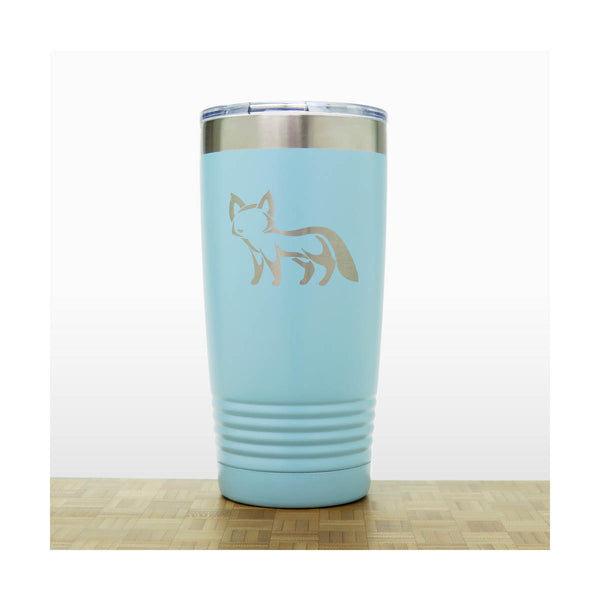 Teal - Fox Engraved 20 oz Insulated Tumbler - Design 4 - Copyright Hues in Glass