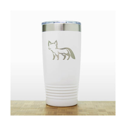 White - Fox engraved 20 oz Insulated Tumbler - Design 4 - Copyright Hues in Glass