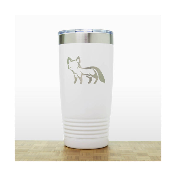White - Fox engraved 20 oz Insulated Tumbler - Design 4 - Copyright Hues in Glass