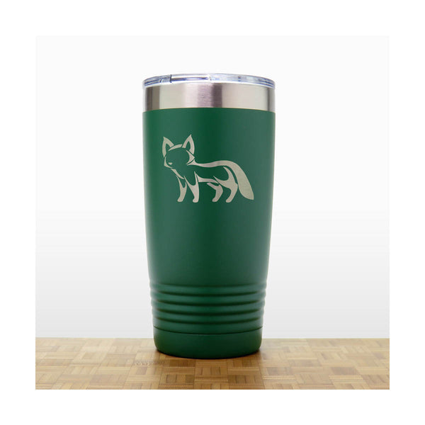 Green - Fox Engraved 20 oz Insulated Tumbler - Design 4 - Copyright Hues in Glass