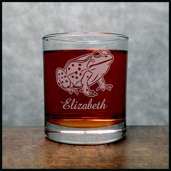 Personalized Frog Whisky Glass - Design 2 - Copyright Hues in Glass
