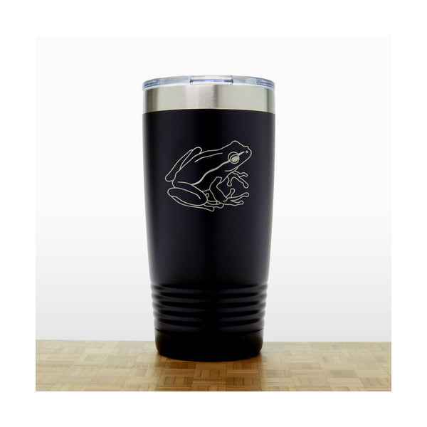 Black - Garden Frog Engraved 20 oz Insulated Tumbler - Copyright Hues in Glass