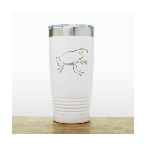White - Frog Engraved 20 oz Insulated Tumbler - Copyright Hues in Glass