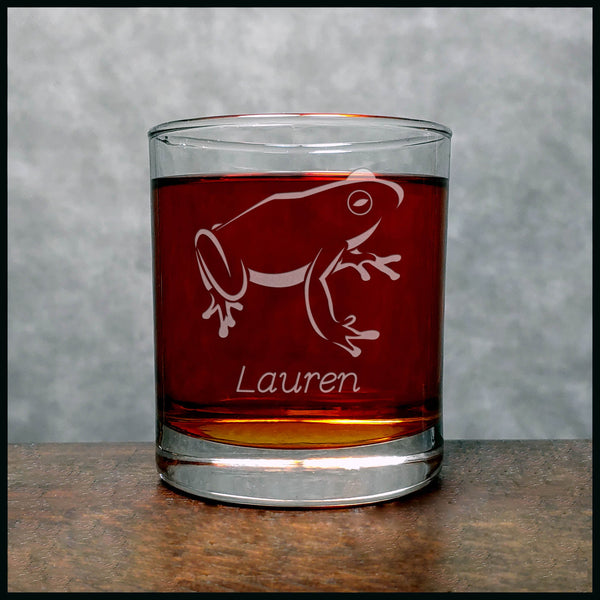 Personalized Sitting Frog Personalized Whisky Glass - Copyright Hues in Glass