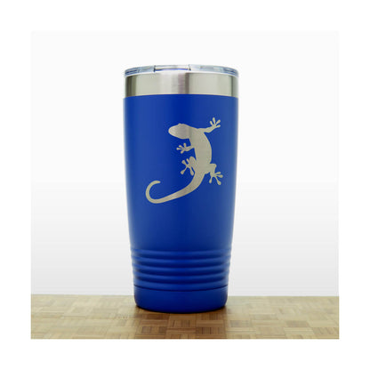 Blue - Gecko Engraved 20 oz Insulated Tumbler - Copyright Hues in Glass
