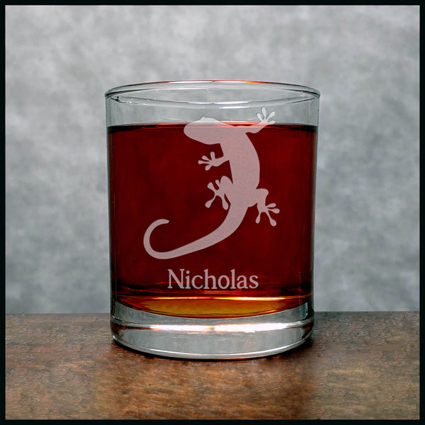 Personalized Gecko Whisky Glass - Copyright Hues in Glass