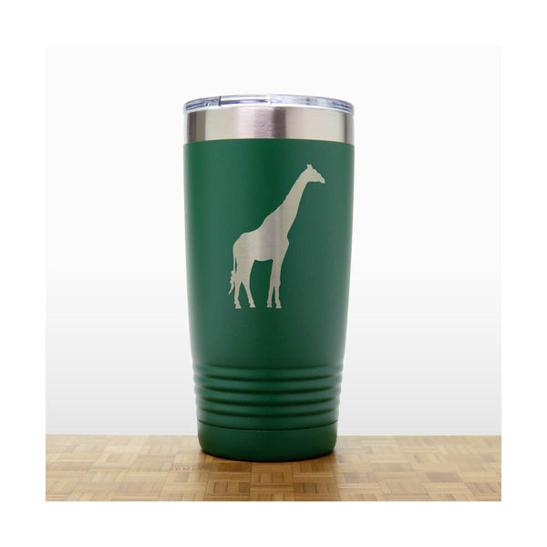 Green - Giraffe Engraved 20 oz Insulated Tumbler - Copyright Hues in Glass