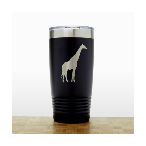 Black - Giraffe Engraved 20 oz Insulated Tumbler - Copyright Hues in Glass