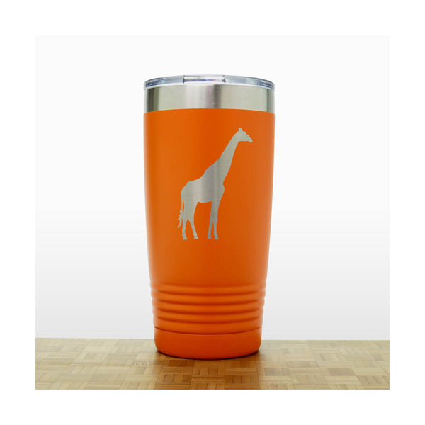 Orange - Giraffe Engraved 20 oz Insulated Tumbler - Copyright Hues in Glass