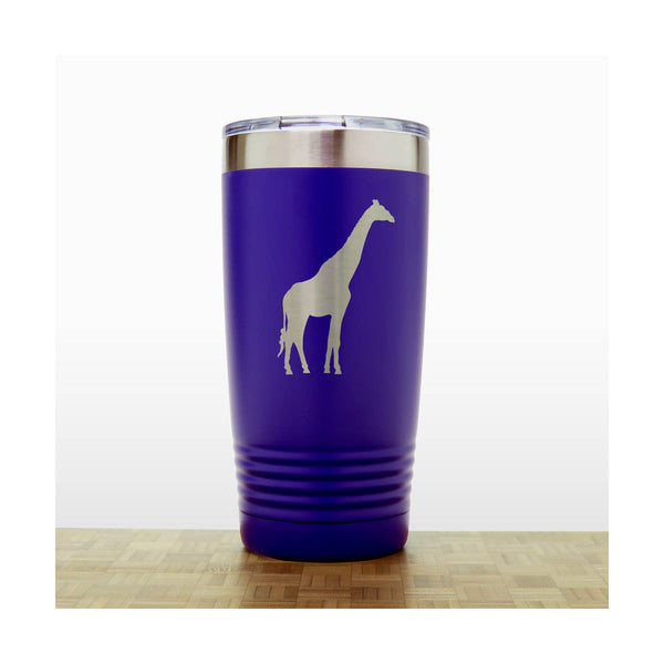 Purple - Giraffe Engraved 20 oz Insulated Tumbler - Copyright Hues in Glass