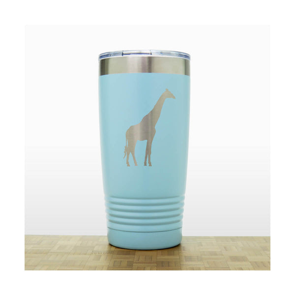 Teal - Giraffe Engraved 20 oz Insulated Tumbler - Copyright Hues in Glass