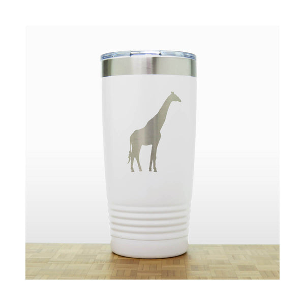 White - Giraffe Engraved 20 oz Insulated Tumbler - Copyright Hues in Glass